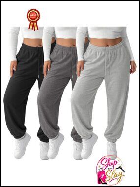 Plus Size Joggers Lounge Pants Sweatpants Pockets 3 Pack